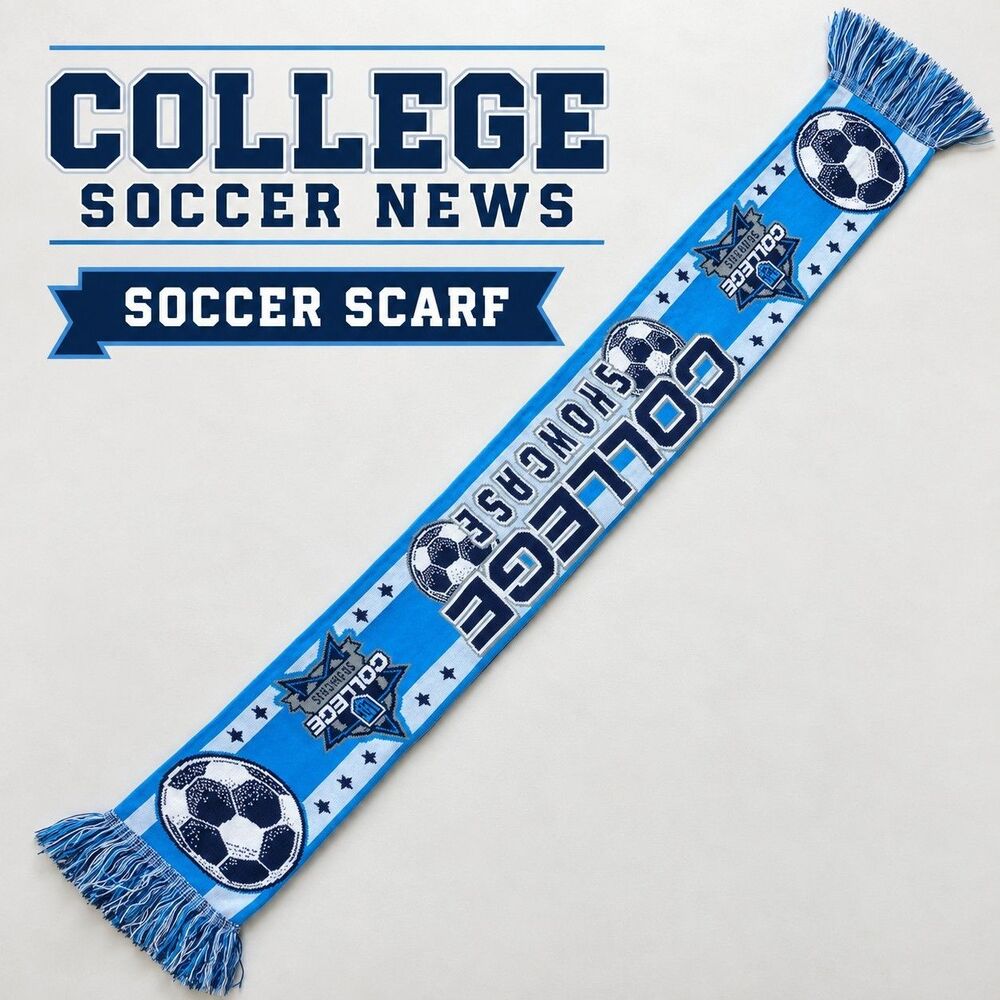 College Soccer News Soccer Scarf Blue White Soccer Ball Double Sided Fringe